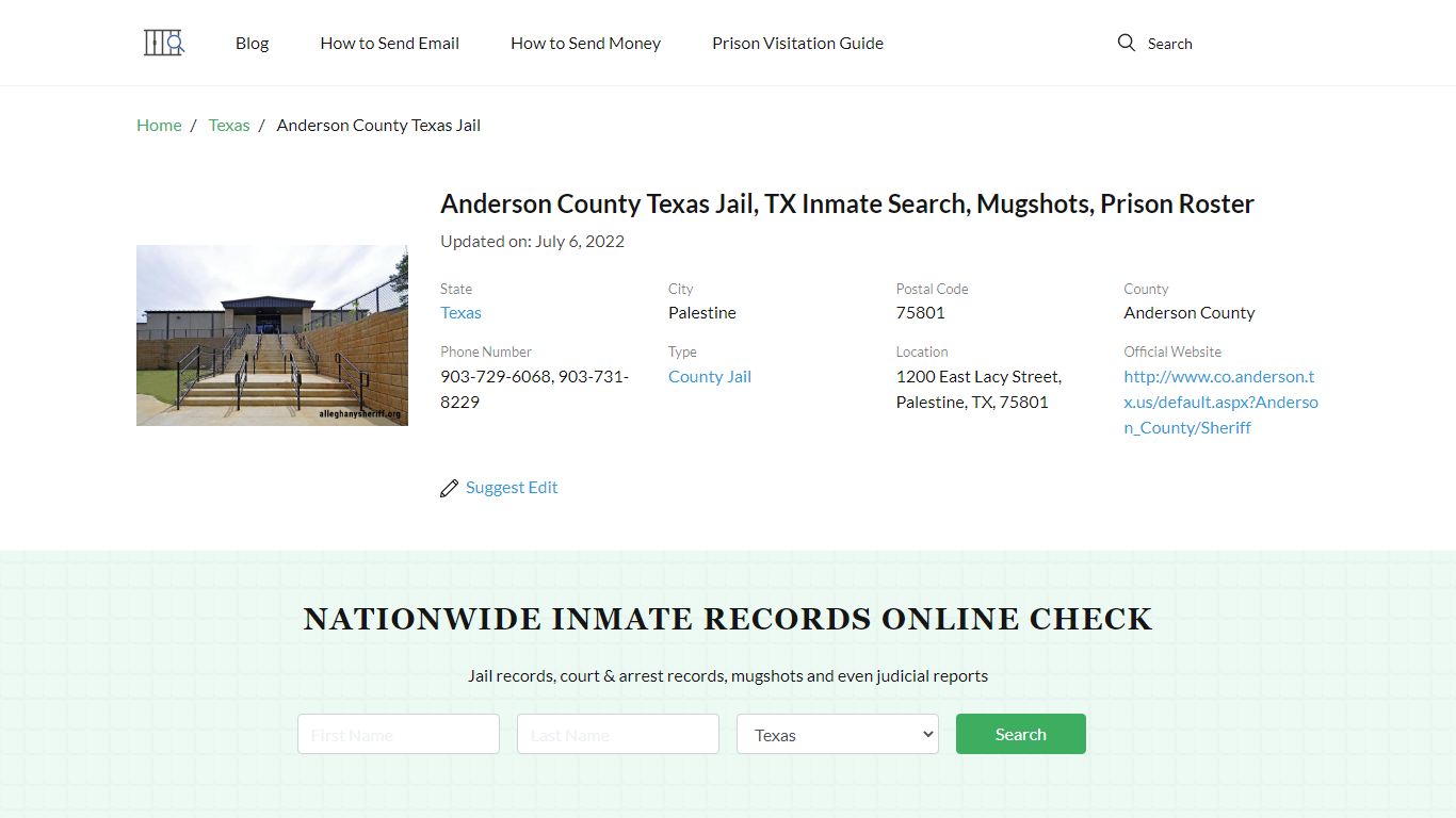 Anderson County Texas Jail, TX Inmate Search, Mugshots ...