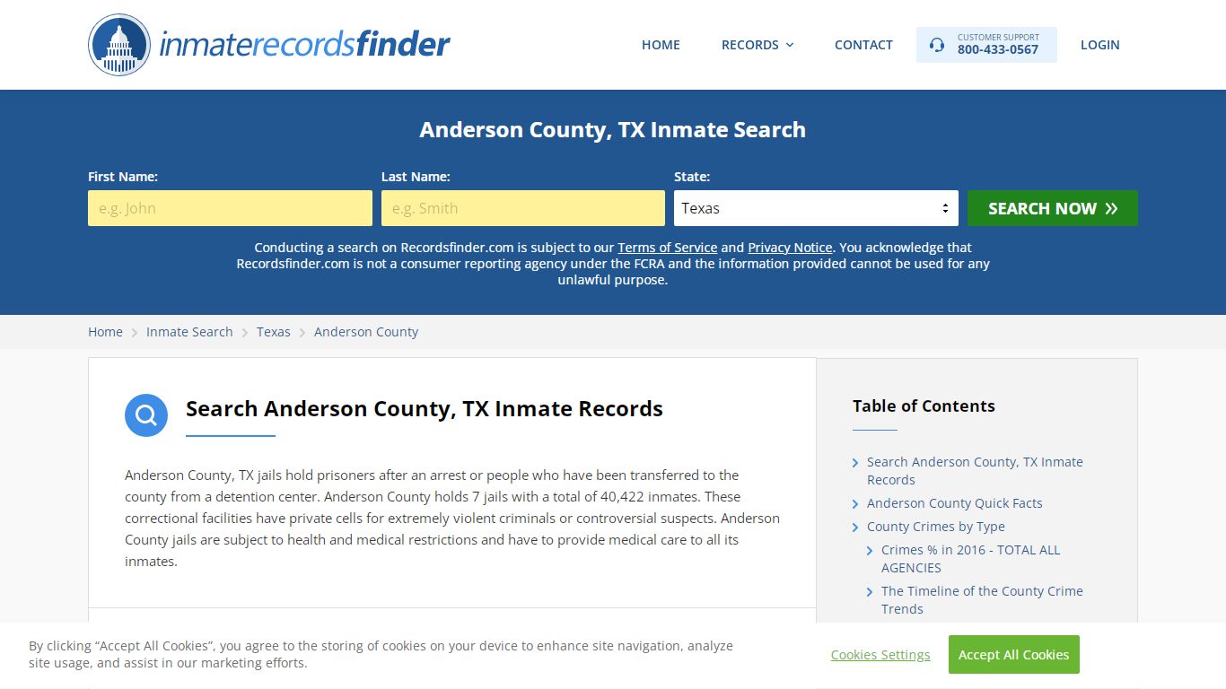 Anderson County, TX Inmate Lookup & Jail Records Online